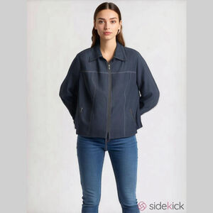 Conrad C Petite woman stretch zip-up Jean Jacket   Size 14P